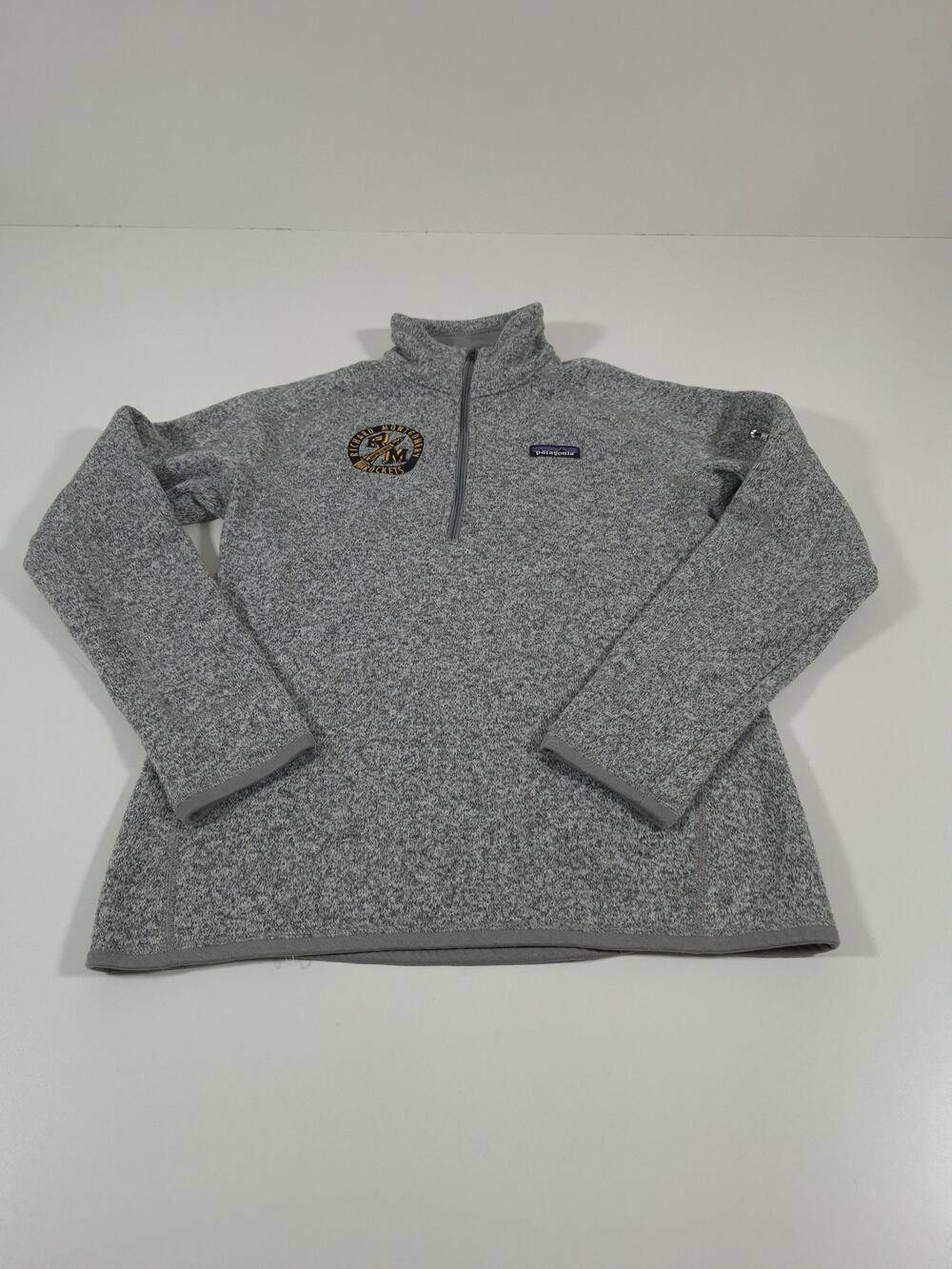 Patagonia Better Sweater Womens Medium Gray 1/4 Zip Fleece Pullover Rockets Logo